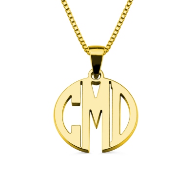 Custom XS Block Monogram Necklace Gold Plated Silver
