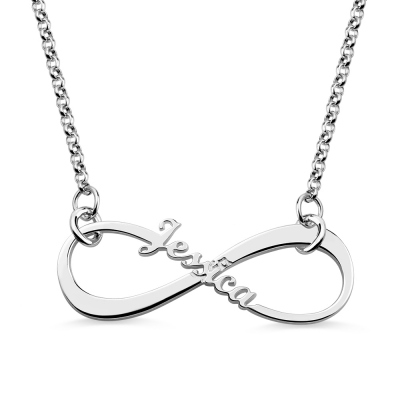 Delicate Single Name Sterling Silver Infinity Necklace 