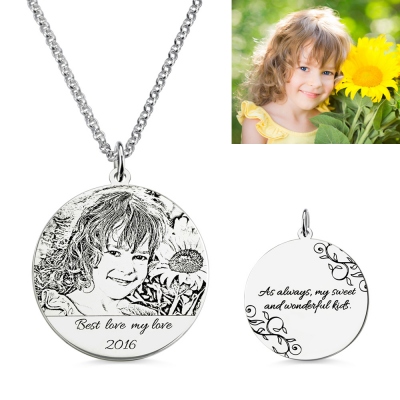 Custom Photo-Engraved Necklace Memorial Jewelry