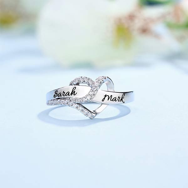Bague CZ Coeur Personnalisée 2