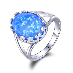 Blue Opal Ring Silver-Plated Copper