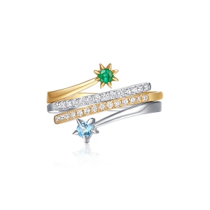 Adjustable Two Piece Gemstone Rings in Silver