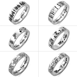 Engraved Nature Inspired Tree And Flower Ring