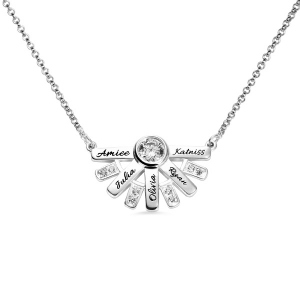 Personalized "You Are My Sun Shine" Birthstone Necklace Sterling Silver