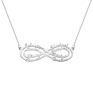 Personalized 8 Names Infinity Silver Necklace