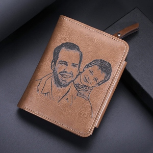 Engraved Photo Leather Wallet for Men