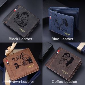 Portefeuille photo en cuir personnalisé pour homme