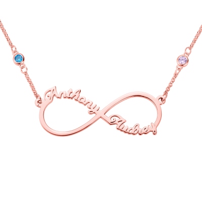 Personalized Infinity Two Name Necklace in Rose Gold