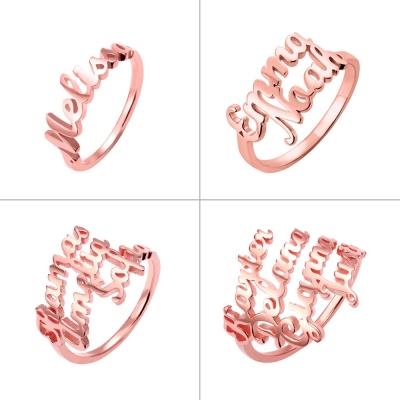 Personlig ring med flera namn i roséguld