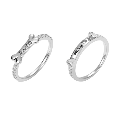 Gravierter Haustier Ring in Ohr- und Knochenform