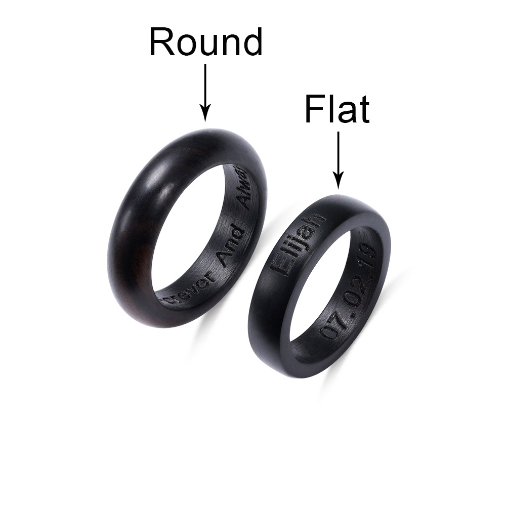 Engraved Black Ebony Ring Anniversary Gift