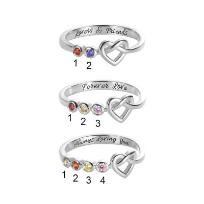 Personalized Birthstone Heart Ring in Silver