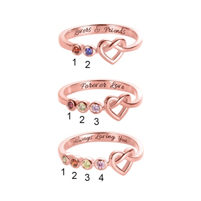 Personlig Birthstone Heart Ring i rosaguld