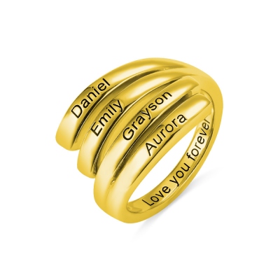 Personalized 4 Names Sunbird Ring in Gold