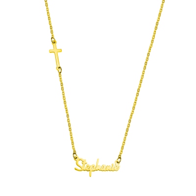 Personalized Sideways Cross Name Necklace