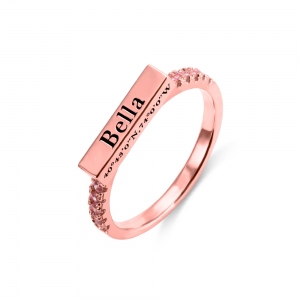 Engraved Stackable Bar Ring in Rosegold