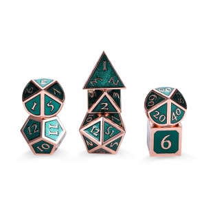 Dark Green Metal DND Dice Set, Metal Dice Set, Polyhedral Dice Set, Green Dice, Silver Dice, Personalized Dice Set, Dark Green Dice, DND Gifts