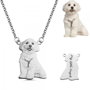 Personalized Stainless Steel Engraved Pet Photo Necklace