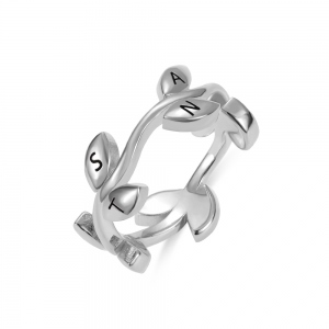 Personalized Initial Leaf Stackable Ring