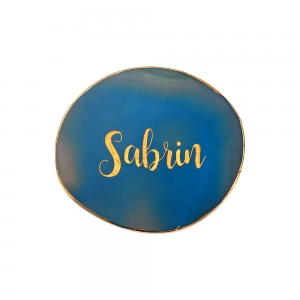 Set of Two Gilded Edge Agate/Crystal Coaster