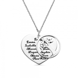 Personalized 1-13 Family Love Tree Name Necklace