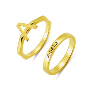 Custom Stackable Rings Letter Rings Band Rings