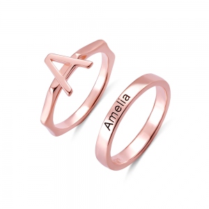 Personalized Stacking Letter Rings Stacking Band Rings