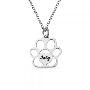 Personalized Pet Footprint Name Necklace