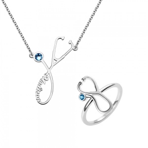 Customized Birthstone Stethoscope Necklace and Ring