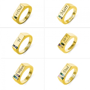Personalized Birthstone Family Ring for Men