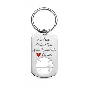 Personalized Firefighter Badge Keychain