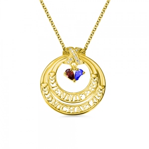 Personalized Eternal Embrace Name Necklace with Double Birthstones