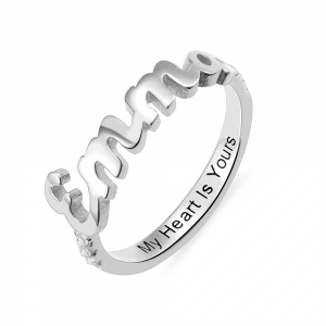 Personalized Dainty Name Birthstone Ring