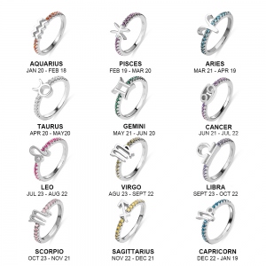 Personalized Constellation Gift Ring Engraved with Birthstone
