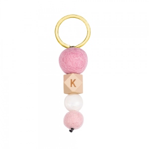 Personalized Colorful Felt Ball Keychain