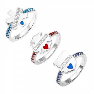 Personalized Badge Ring for Firefighter Police Medical Staff