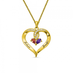 Forever Together Twisted Strings Birthstone Engraving Necklace