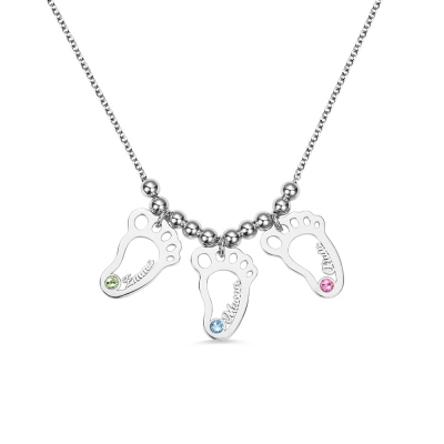 Personalized 1-6 Hollow Feet Name Necklace