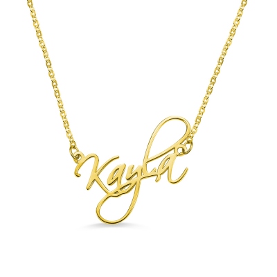 Personalized Calligraphy Name Necklace in Gold