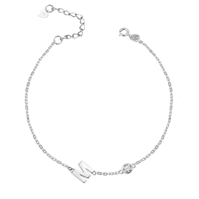 Personalized Sideways Initial Birthstone Bracelet