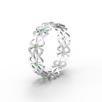 Customized Four-Leaf Clover Array Birthstone Ring In Sterling Sliver