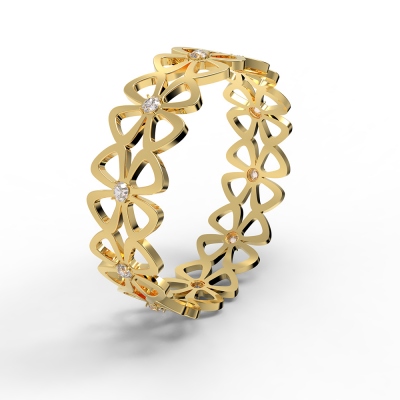 Customized Four-Leaf Clover Array Birthstone Ring In 18K Gold Plated