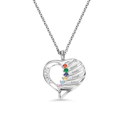 Personalized Name and Birthstone Family Necklace for Mom
