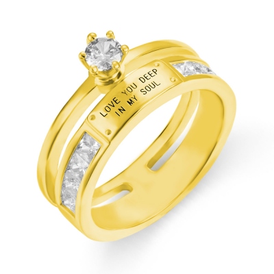 Personalized Double Layer Birthstone Ring