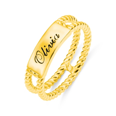 Personalized Twisted Rope Ring Gold