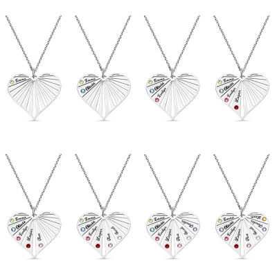 Personalized Split Heart Birthstones Necklace