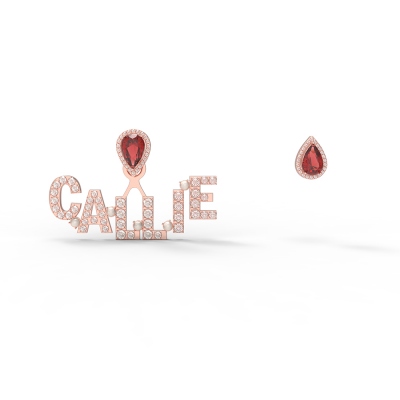 Customized Letter Water Drop Birthstone Earrings In Rose Gold