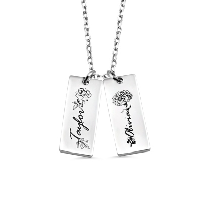Personalized Birthday Flower Name Necklace