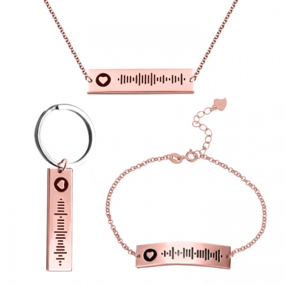 Personalized Scannable Spotify Code Song Keychain/Bracelet/Necklace in Rose Gold