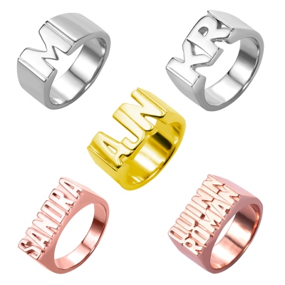 Personalized Unisex Initial/Monogram/Name Ring in Sterling Silver
